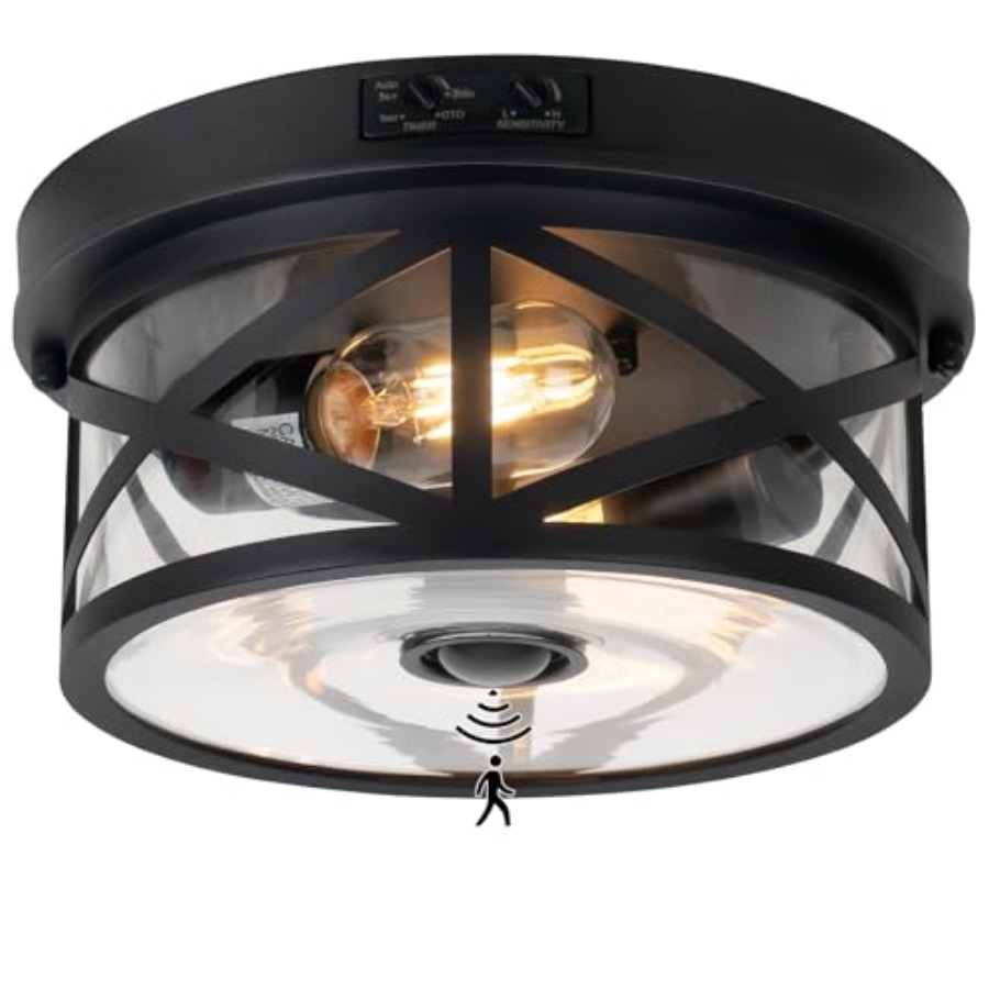 Outdoor Lighting Black - Luminária de Teto Externa com Sensor